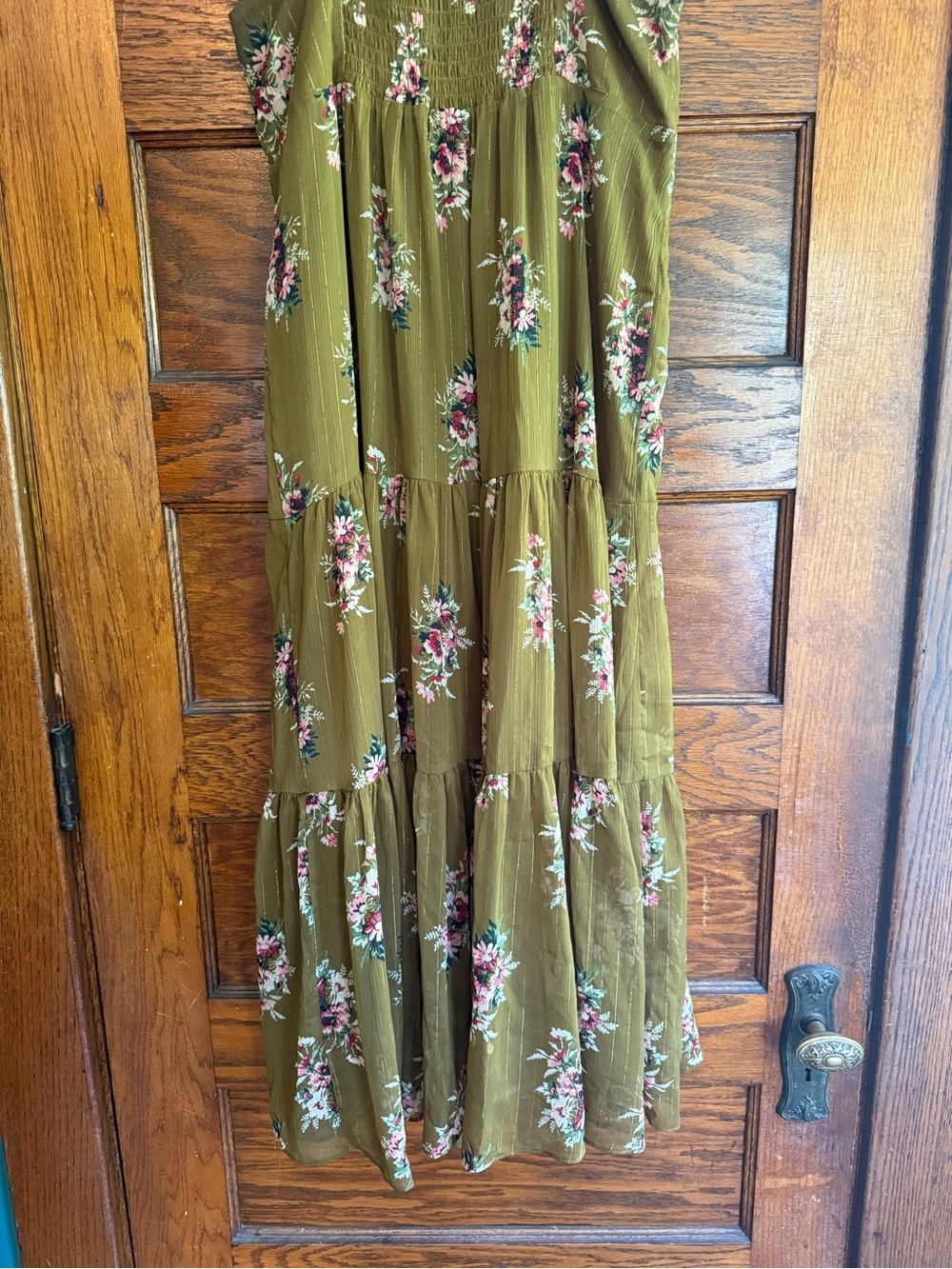 MADEWELL Cami Tiered Midi Dress Smocked Back Spaghetti Straps Flowy Loose US 10 - Picture 6 of 13